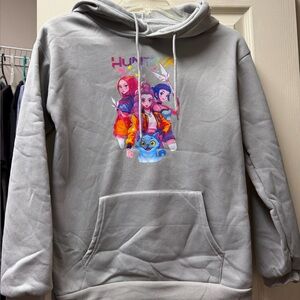 K-Pop Demon Hunters /Huntr/x grey hoodie. Sz 8-10 New W/O tags. Fleece lined.
